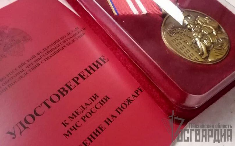 В Пензенской области военнослужащие Росгвардии награждены медалями МЧС России «За спасение на пожаре»