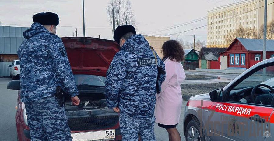В Пензе сотрудники Росгвардии оказали помощь автоледи