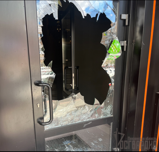 В Пензе росгвардейцы задержали молодого человека, который разбил стулом входную дверь ресторана