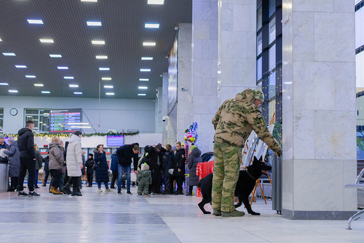 Росгвардейцы обеспечили безопасность пребывания поезда Деда Мороза в Пензе (видео)